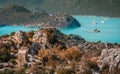 Lycian tombs and landscape of Simena Royalty Free Stock Photo