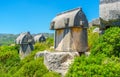 Lycian tombs in mountains, Kekova, Turkey Royalty Free Stock Photo