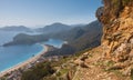 Lycian way overlooking the blue Oludeniz lagoon Royalty Free Stock Photo