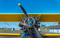 A Lycoming aviation engine on a Stearman Kadet biplane at the airport in Florence, Oregon, USA - November 20, 2021