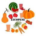 Lycopene healthy nutrient rich food vector illustration