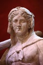 Lydian queen Omphale from the myth of Hercules. Ancient Roman statue, close-up