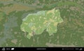 Lyelchytsy District highlighted, Belarus. Topographic Humanitarian Royalty Free Stock Photo