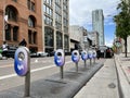 Lyft Bike or Scooter Docking Stations in May 2024 in downtown Denver, Colorado USA Royalty Free Stock Photo