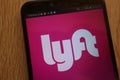 Lyft logo displayed on a modern smartphone