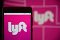 Lyft logo seen on the smartphone screen