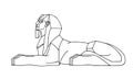 Lying ancient Egyptian sphinx, for tourist logo or emblem, symbol of Egypt, lion with human head Royalty Free Stock Photo