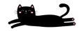 Lying black cat. Cute kawaii cartoon baby pet character. Long body. Cute chilling kitten head face. Happy Halloween. Greeting card Royalty Free Stock Photo