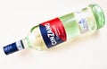 Lying bottle of Cinzano Bianco on table Royalty Free Stock Photo