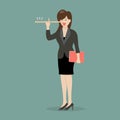 Lying business woman with long nose Royalty Free Stock Photo