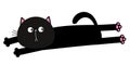 Lying cat. Cartoon baby pet character. Long body. Cute kawaii chilling black kitten head face. Happy Halloween. Greeting card Royalty Free Stock Photo