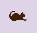 Lying cat logo design vector