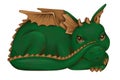 lying green wood dragon hand drawn illustration