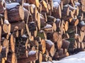 Heap of cut tree trunks Royalty Free Stock Photo