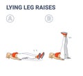 Lying Leg Raises Female Home Workout Exercise Guidance. Young Athletic Girl Raising Both Legth Lying on the Floor. Royalty Free Stock Photo