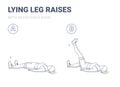 Lying Leg Raises or Lifting with Resistance Band Home Workout Exercise Guidance Illustration. Royalty Free Stock Photo