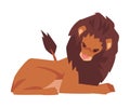 Lying Lion, Powerful Mammal Jungle Animal Character Vector Illustration