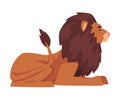 Lying Lion, Proud Powerful Mammal Jungle Animal, Side View Vector Illustration