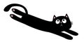 Lying long body cat. Cartoon baby pet character. Cute kawaii chilling black kitten head face, paw print. Happy Halloween. Greeting Royalty Free Stock Photo