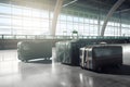 Lying luggage at an airport as an effect of the staff shortage of the ground personnel. Neural network AI generated