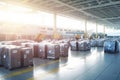 Lying luggage at an airport as an effect of the staff shortage of the ground personnel. Neural network AI generated