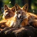 Ai Generated illustration Wildlife Concept of Lying maned wolf Royalty Free Stock Photo