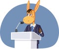 Donkey Speaking on a Podium Vector Cartoon Character