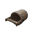 Lying Position of Empty Wooden Bucket on White Background