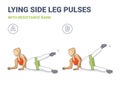 Lying Side Leg Raises or Pulses with Resistance Band Exercise illustration. Colorful Concept of Girl Weight Loss Workout Royalty Free Stock Photo