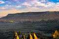 Sunrise over the red valley of Cappadocia, Turkey