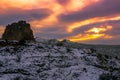 Eye shaped pink sunset over the bewitching Cappadocia, Turkey