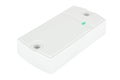 Lying wall RFID reader in white plastic case with green LED diode isolated on white background