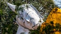 Lying white buddha statue in buddhism religion