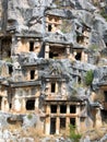 Lykian caves tombs in antique town Myra, Turkey Royalty Free Stock Photo