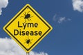 Lyme Disease warning on a on yellow highway caution road sign