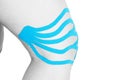 Lymphatic knee technique, two fan strips. Kinesiology Tape Royalty Free Stock Photo