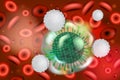 Lymphocytes attacking viruses. Royalty Free Stock Photo