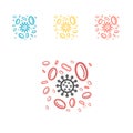 Lymphocytes attacking viruses line icon. Vector medical illustration on immunity Royalty Free Stock Photo