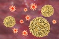 Lymphocytes and viruses. Immune defense Royalty Free Stock Photo