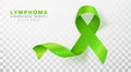 Lymphoma Awareness Month. Lime Green Color Ribbon Isolated On Transparent Background. Vector Design Template For Poster.