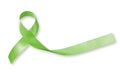 Lymphoma Cancer Awareness Lime Green color ribbon isolated on white background, clipping path: Satin fabric loop symbolic logo