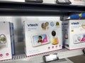 Lynnwood, WA USA - circa April 2023: Close up of Vtech baby monitors for sale inside a Best Buy store