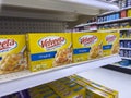 Lynnwood, WA USA - circa August 2022: Close up view of Velveeta mac and cheese for sale inside a Target store