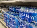 Lynnwood, WA USA - circa August 2022: Selective focus on a variety of packs of water inside a Target retail store