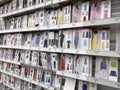 Lynnwood, WA USA - circa August 2022: Wide view of a variety of sewing patterns for sale inside a Joann Fabrics store