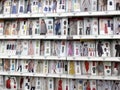 Lynnwood, WA USA - circa August 2022: Wide view of a variety of sewing patterns for sale inside a Joann Fabrics store