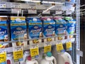 Lynnwood, WA USA - circa February 2023: Close up view of dairy free milk products for sale inside a Safeway grocery store