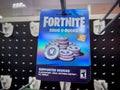 Lynnwood, WA USA - circa February 2023: Close up view of Fortnite V Bucks cards for sale inside a Target retail store Royalty Free Stock Photo
