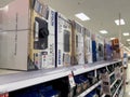 Lynnwood, WA USA - circa February 2023: Selective focus on Epson printers for sale inside a Target retail store