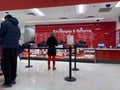 Lynnwood, WA USA - circa February 2023: Wide view of the exchanges and returns line inside a Target retail store